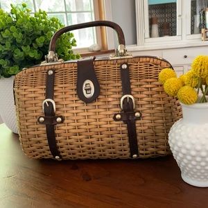Vintage wicker purse handmade in British HongKong